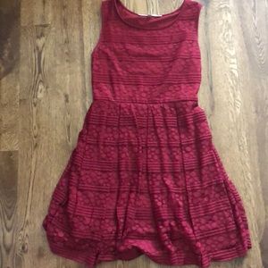 Burgundy a-line lace dress